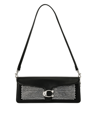 Crystal Studded Shoulder Bag, &pound;295, Handbags, Black, Leather, Front view